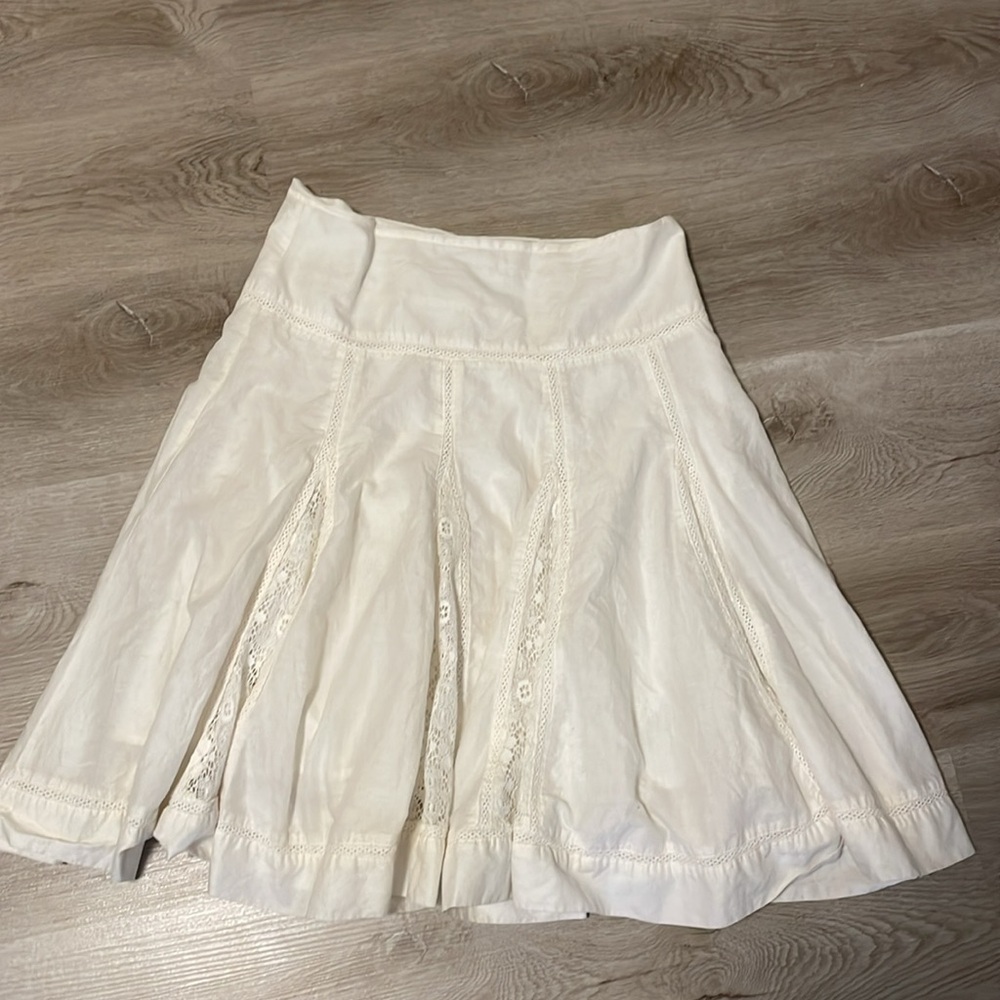 White Flare Skirt with Lace Details